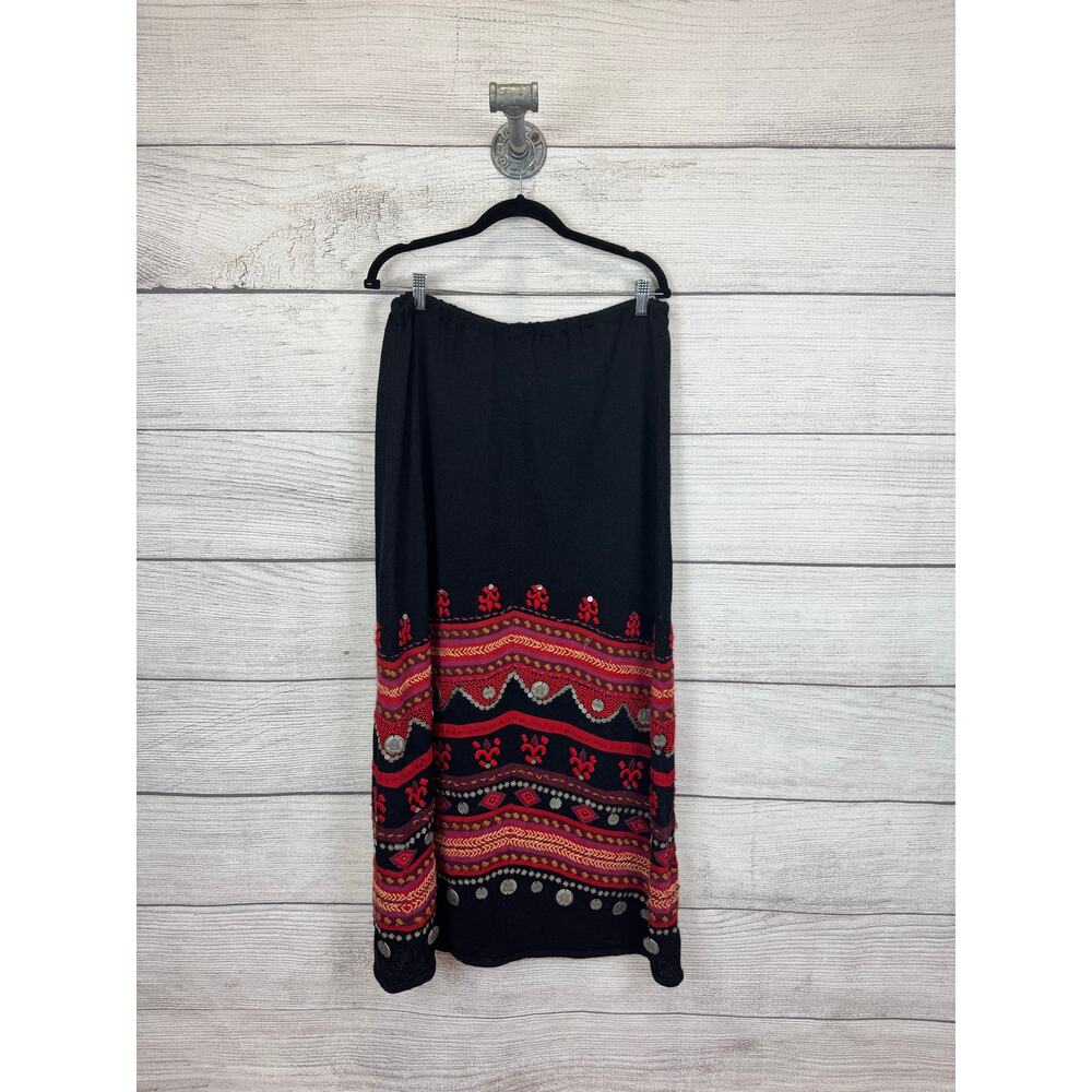 Double D Ranch Women's Western Boho Knit Embroidered Maxi Skirt Size Large